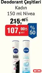 NİVEA DEODORANT ÇEŞİTLERİ KADIN 150 ML fiyat ve kampanya bilgisi